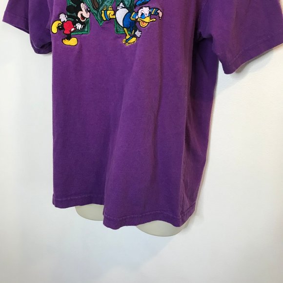 Vintage 80's 90's Disney Parks Mickey Inc T-shirt Goofy Donald Purple MEDIUM M - Picture 3 of 9